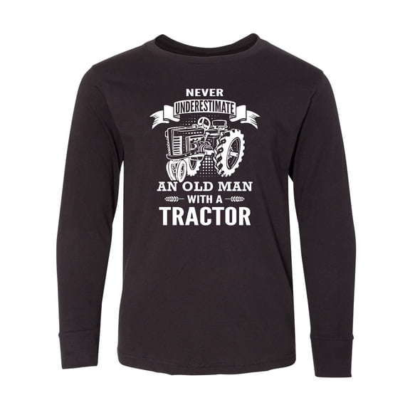 Inktastic Old Man Tractor Long Sleeve Youth T-Shirt