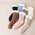 thumbnail image 5 of Fabrcox Womens Fuzzy House Slipper Socks, Thick Plush Brushed Edge, Non Skid Grips Fluffy Winter Indoor Socks, Warm Loungewear Socks for Sleeping at Home (Brown), 5 of 5