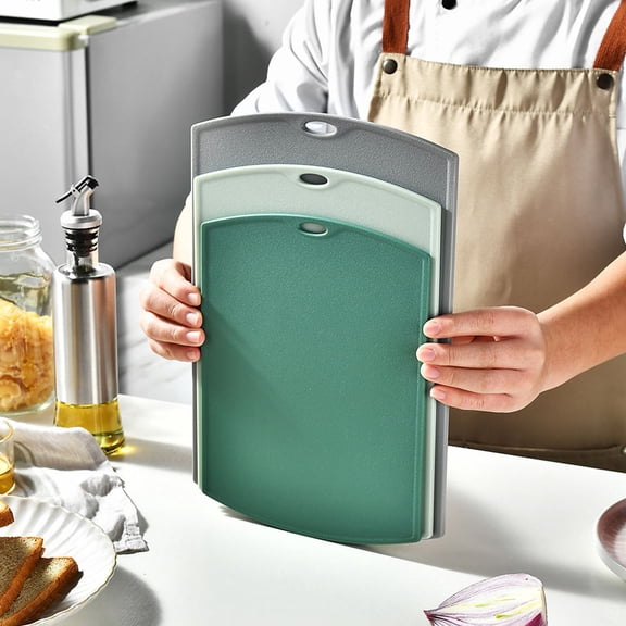 UPOUART 3-Piece Plastic Cutting Board Set with Hanging Holes for Kitchen Use, Food Prep, Vegetables, Meat, and More