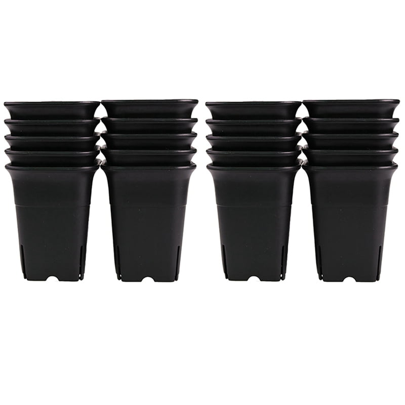 24PCSPack Black Square Plastic Succulent Plant Pot for Plant Flowers