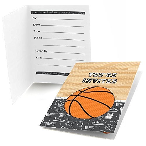 Nothin' But Net - Basketball - Fill In Baby Shower or Birthday Invitations (8 count)
