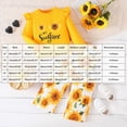 thumbnail image 3 of KPOPLK Kids Girls Outfit Set Sunflower Print Flutter Sleeve Shirt Floral Jogger Pants 2 Piece Outfit Set 4-10Y,Size 4-5Years, 3 of 9