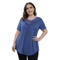thumbnail image 2 of VOIANLIMO Women's Plus Size Summer Tops Short Sleeve Lace Pleated Blouses Tunic Tops M-4XL, 2 of 4