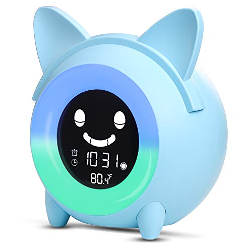 5 Color Night Light Nap Timer Snooze Temperature Childrens Sleep Trainer Digital Bedside Clock for Student Teens Boys Girls Bedroom Birthday Gifts Kids Alarm Clock Ok to Wake Clock