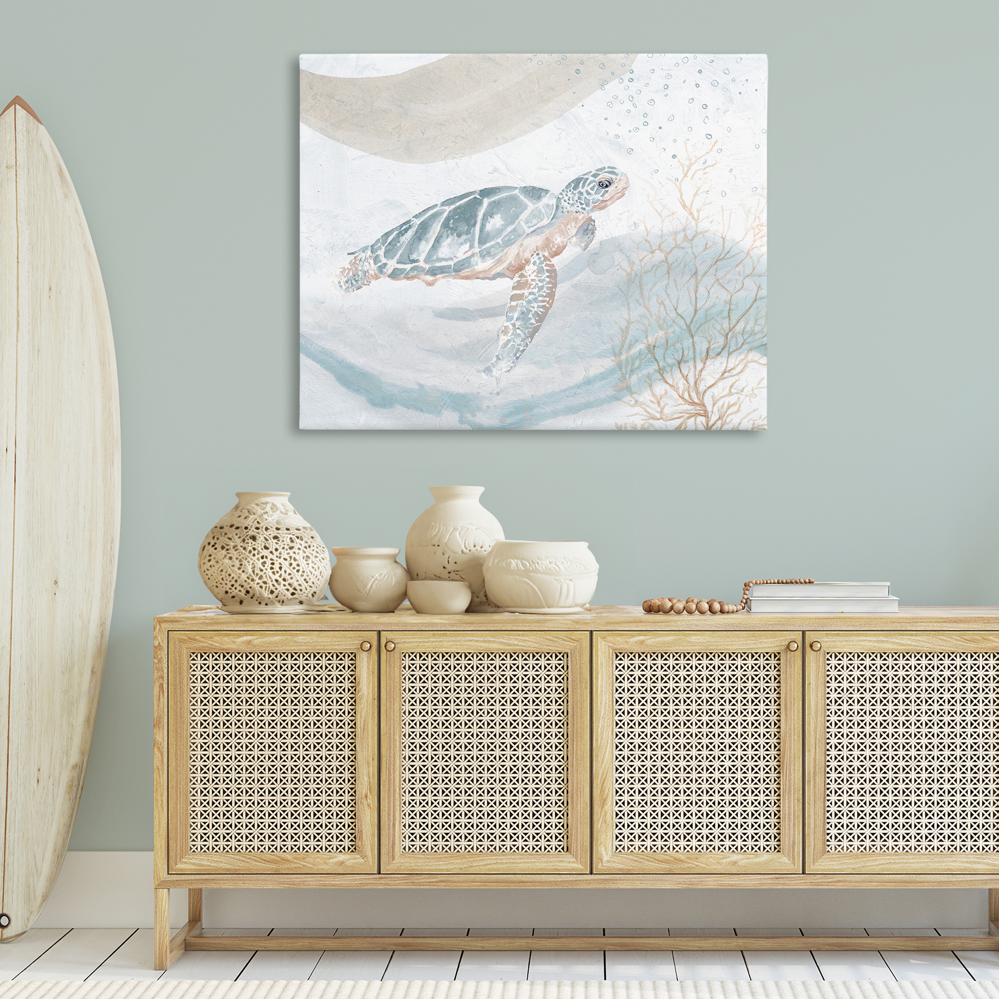 Stupell Industries Turtle Watercolor Style Animals & Insects Painting Gallery Wrapped Canvas Art Print Wall Art, 48 x 36
