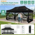 thumbnail image 3 of HOTEEL 10x20 Heavy Duty Canopy Tent, Pop up Gazebo with Netting Screened ,Waterproof Ez up Canopy with Sidewalls, Outdoor Instant Party Tent for Backyard,Black, 3 of 7