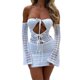 thumbnail image 5 of Vestido sin espalda para mujer Vestido transparente con hombros descubiertos Vestido corto de fiesta de corte bajo, 5 of 6