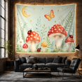 thumbnail image 6 of Red Cap Mushrooms & Butterfly on Teal Dot Background, Whimsical Watercolor for Fairy Garden Lovers, Nature Wall Art, Birthday Gift, Tapestry Wall Hanging for Bedroom and Living Room, 6 of 7
