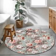 thumbnail image 4 of Pink Green Spring Floral Round Rug 4ft Washable Circle Entryway Rugs Non Slip Vintage Botanical Summer Area Rug Indoor Floor Carpet for Bedroom Kitchen Living Room Home Office Dining Room Nursery, 4 of 8