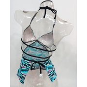 SO Halter Neck Open Back Geo Pattern Tankini Top Swimwear Juniors' Women's XS
