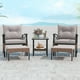 thumbnail image 4 of Costway Juego De Muebles De Patio De 5 Piezas, Sillones De Mimbre Con Mesa De Centro De 2 Niveles Y 2 Otomanas, Cojines Suaves Para Asiento Y Respaldo Incluidos, Para Exteriores, 4 of 5