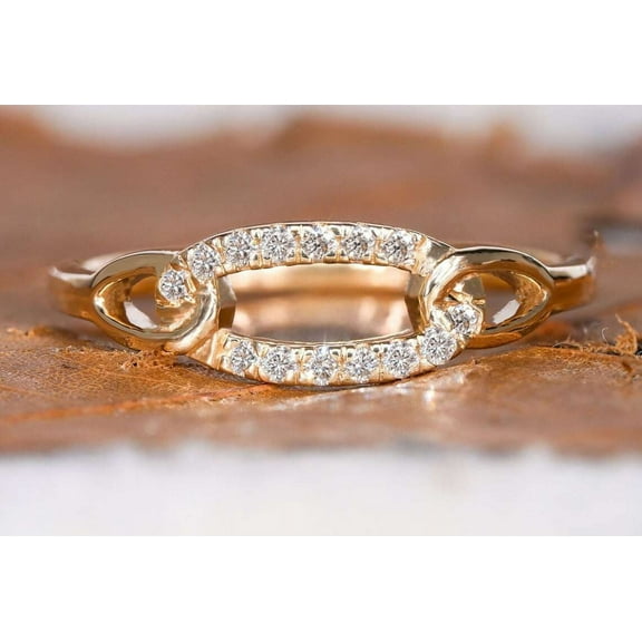 14K Solid Gold Anniversary Ring 1 Ct Moissanite Diamond Ring Unique Chain Link Ring for Her