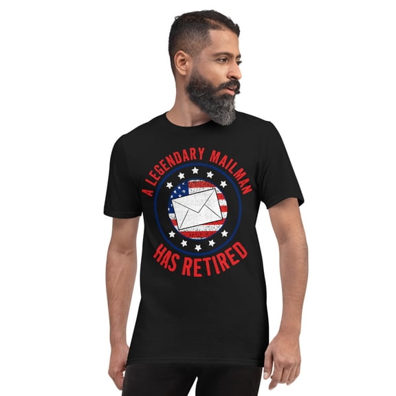 A Legendary Mailman Has Retired USA Flag Postal Worker Premium T-Shirt (Black, S)