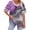 Purple 01, variant on DeHolifer Womens T-Shirts Plus Size Loose Short Sleeve Tees V-Neck Color Block Summer Tops Brown 3XL