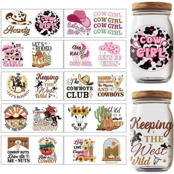 1Set PVC DIY Heat Transfer Paper UV Sublimation Cup Mixed Shapes 110x240mm 10 style 1pc/style 10pcs/set