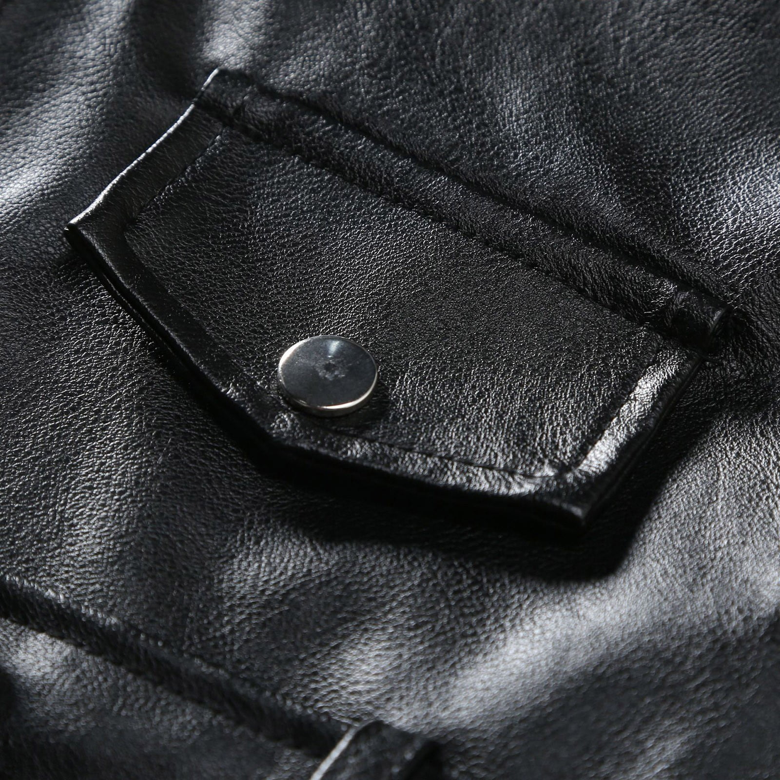 Maoxin Mens Leather Jacket Men's Collar Leather Jacket Casual Loose Men's Top Solid Color Long Sleeved Hooded Leather Jacket/Jackets for men Black M