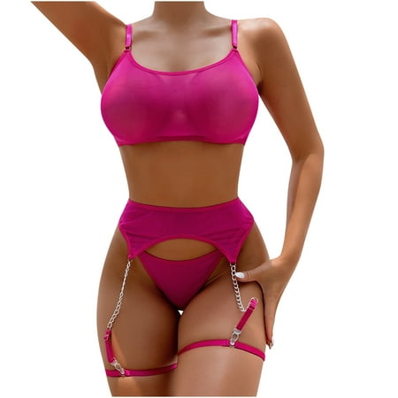 

Rdeuod Valentines Lingerie for Women Erotic Lingerie 3-Piece Set Splicing Personality Sexy Set