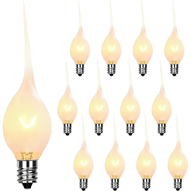 SUNSGNE Bombillas navideñas con llama parpadeante, bombillas de candelabro con punta de llama transparente, bombillas de repuesto parpadeantes que bailan con una llama naranja, 1 vatio, 120 voltios, b