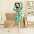 thumbnail image 3 of FORMRS Niños Bathrobe Unisex Hooded Robe Soft Plush Pajamas Sleepwear, Size 10-12T, Green American Footballs, 3 of 7