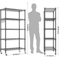 thumbnail image 3 of 5 Tier Wire Shelving Unit on Wheels, Adjustable Storage Racks and Shelving, Heavy Duty Rolling Metal Shelves with Side Hooks for Laundry Bathroom Kitchen Garage Pantry Organization, Black, 3 of 10