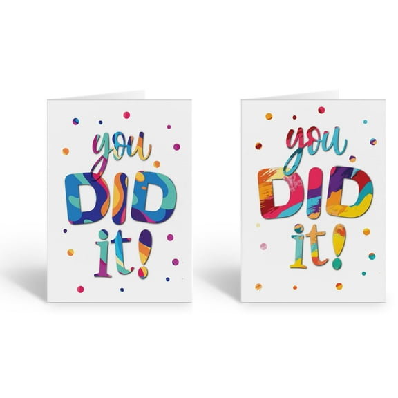 Stonehouse Collection | You Did It Greeting Cards | Congratulations Cards with Colorful Designs Pair | Blank Interior | 6.25 x 4.5 inches | (You Did It)
