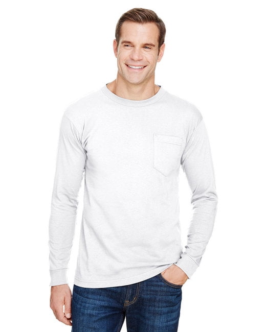 Bayside - Unisex Union-Made Long-Sleeve Pocket Crew T-Shirt - WHITE - 4XL - Walmart.com 