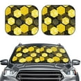 thumbnail image 2 of Balery 2 Piece Geometric Pattern with Bee Car Windshield Sun Shade|Foldable Front Windshield Shade for Car Front Window for Most Sedans SUV Truck-Large, 2 of 7