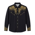 thumbnail image 5 of Tisuna Long Sleeve Western Shirts For Mens Floral Print Lapel Collar Button Down Tops Fashion Modern Fit Men'S Festival Party Casual Wear Black Size Xxxxl, 5 of 5