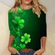 thumbnail image 4 of RKSTN St Patricks Day 3/4 Sleeve Tops for Women Oversized Crewneck St Paddy's Day Lucky Shamrocks Graphic Print T Shirt Womens Casual Solid Plus Size Round Neck Loose Three Quarter Sleeve Shirts, 4 of 6