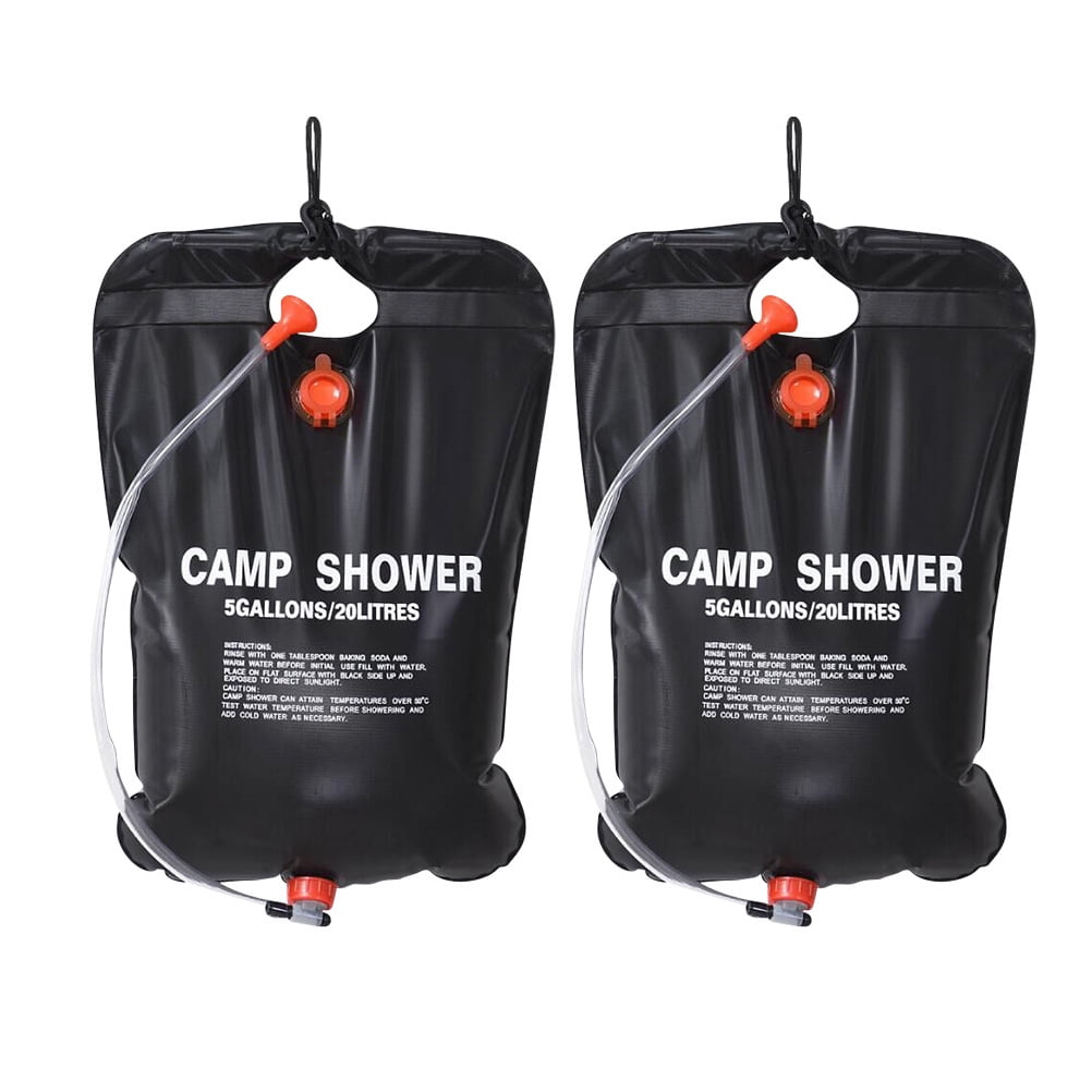 2 Pcs 20L Solar Shower Bag Camping Shower Bag Portable Solar Heating