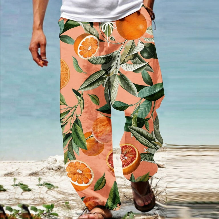 Xysaqa Men's Cotton Linen Pants Drawstring Elastic Waist Lightweight Pant  Summer Loose Casual Beach Trousers (Big & Tall Sizes)