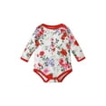 thumbnail image 2 of Gureui Infant Girls Boys Romper, Spring Long Sleeve Printed Triangle Bodysuit, 2 of 9