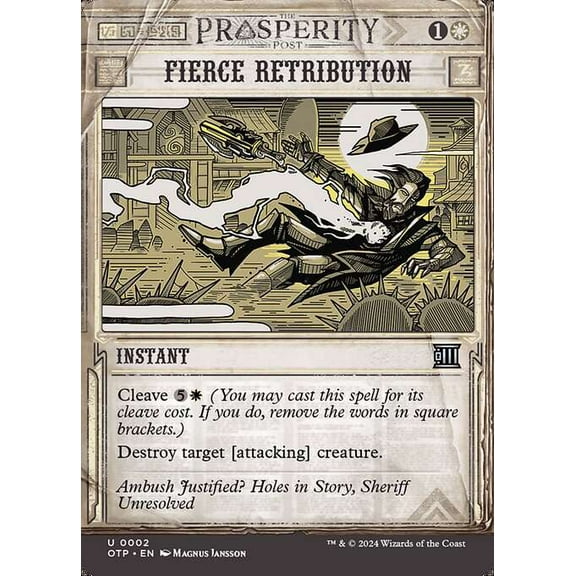 MtG Outlaws of Thunder Junction Breaking News Uncommon Fierce Retribution (Prosperity Showcase) #2
