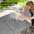 thumbnail image 4 of 65" x 31.5" Outdoor Dining Table for 6, Metal Rectangular Patio Table with Slatted Top, Weather-Resistant Powder-Coated Steel for Garden, Backyard, BBQ, and Dining Area, Dark Grey, 4 of 7