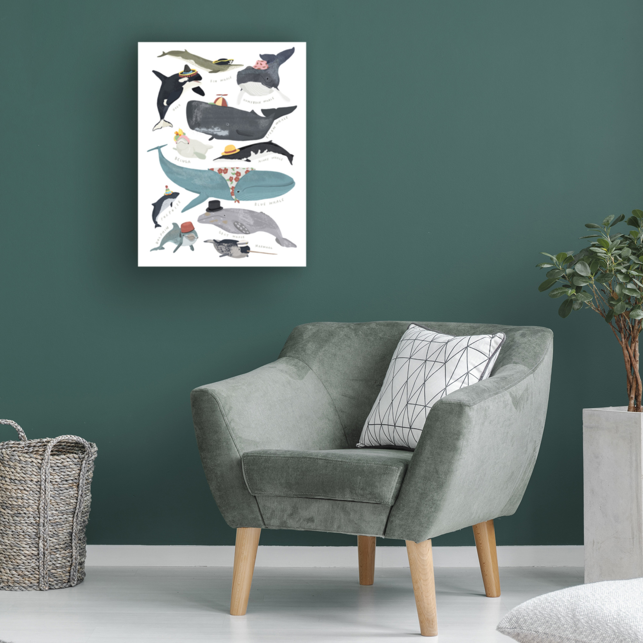Trademark Fine Art Hanna Melin Whales In Hats Canvas Wall Art