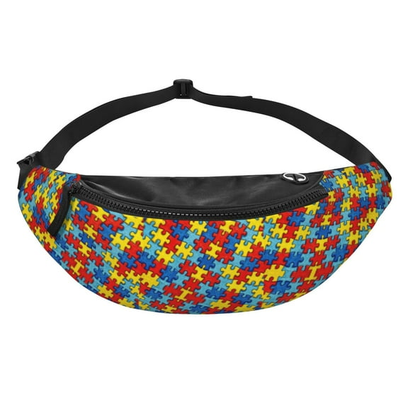 Autism Awareness Puzzles Fanny Pack Casual Hands-Free Wallets Waist Pack Phone Bag Carrying All Phones
