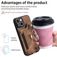 thumbnail image 6 of Phone Case for iPhone 14 Plus 6.7 inch Wallet Cover with Screen Protector and Wrist Strap Lanyard RFID Credit Card Holder Ring Stand i-Phone 14+ iPhone14Plus 5G i i14 + iPhone14 14Plus Women Men Brown, 6 of 13