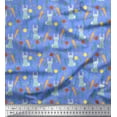 thumbnail image 1 of Soimoi Tissu en Cambric de Coton Feuilles, Carotte et Rabbit Tissu Imprimé pour Enfants au Mètre 56 Pouces de Large, 1 of 3