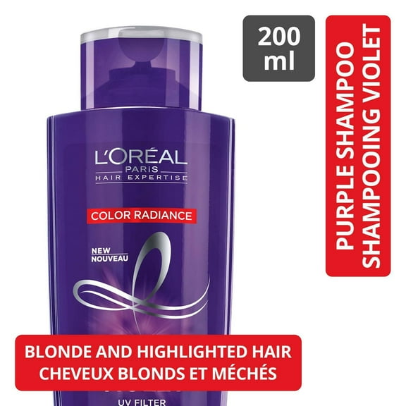 L’Oreal Paris Hair Expertise Color Radiance Purple Shampoo, Neutralizes Unwanted Yellow and Orange Tones, 200 mL