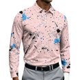 thumbnail image 2 of CCRFTGI Long Sleeve Shirts for Men Three Button Slim Fashion Golf Daily Casual Pullover Tops Pink S, 2 of 4