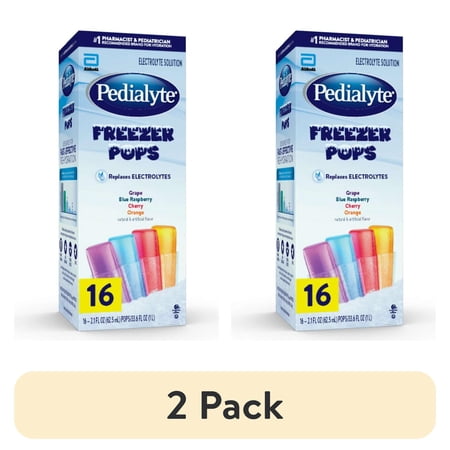 (2 pack) Pedialyte Electrolyte Solution Freezer Pops, Variety Pack, Pack of 16