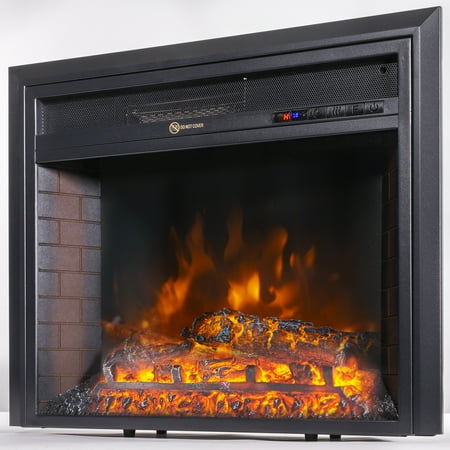 Install Fireplace Insert Barton Electric Fireplace Insert Flame Stove Adjustable Flame Timer Firebox Logs with Remote Control, Black ()