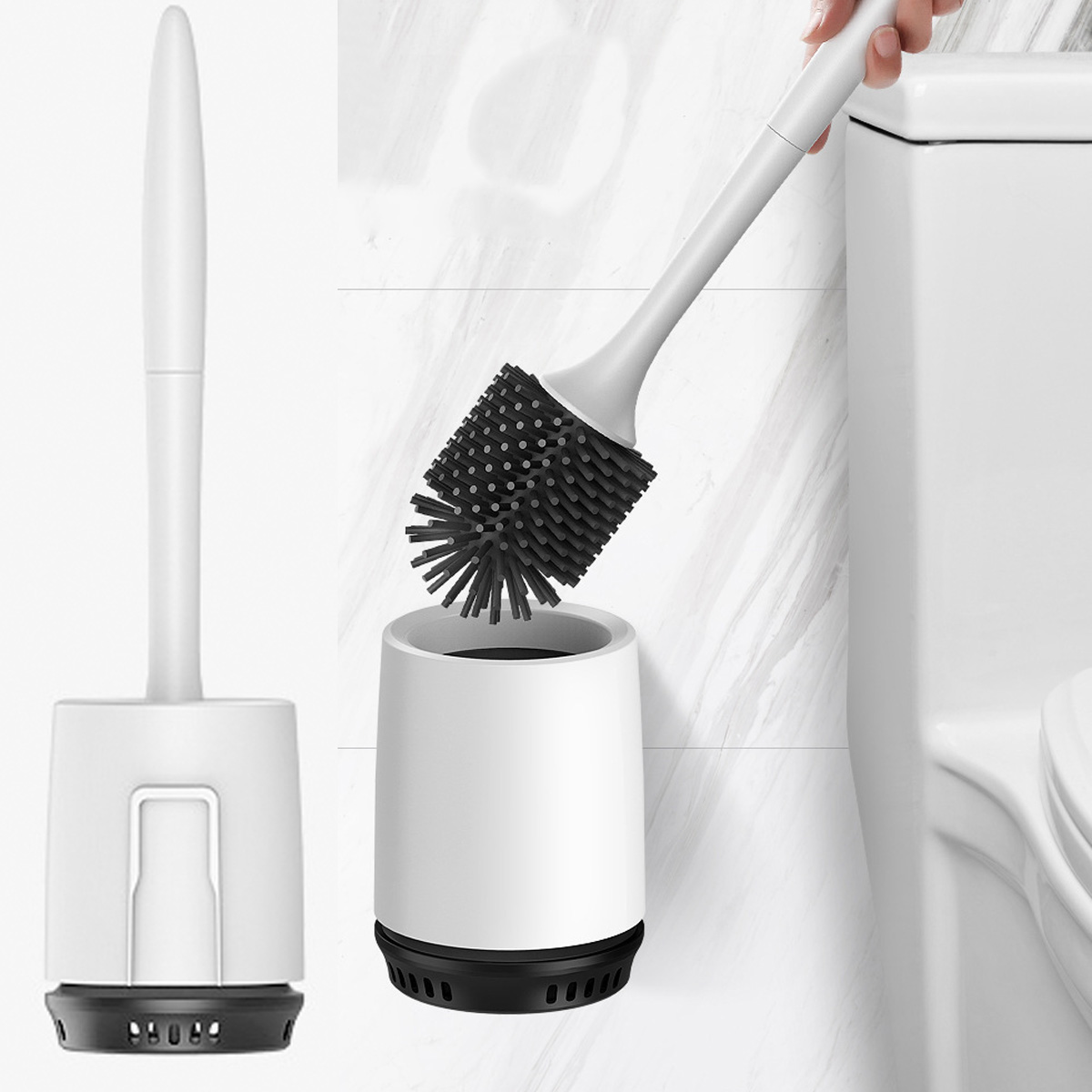 Wall Mounted / FloorStanding Toilet Brush and Holder Set Bathroom