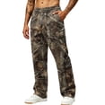 thumbnail image 2 of GrmtClth Camo Sweatpants Men Loose Relaxed Wide Leg Drawstring Elastic Waist Lightweight Daily Walking Outdoor Hunting Pants With Pockets Coffee M, 2 of 8