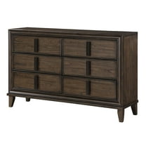 Roundhill Furniture Aetheria Contemporary Wood 6-Drawer Dresser in Dark Brown