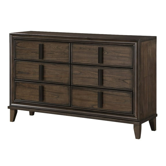 Roundhill Furniture Aetheria Contemporary Wood 6-Drawer Dresser in Dark Brown