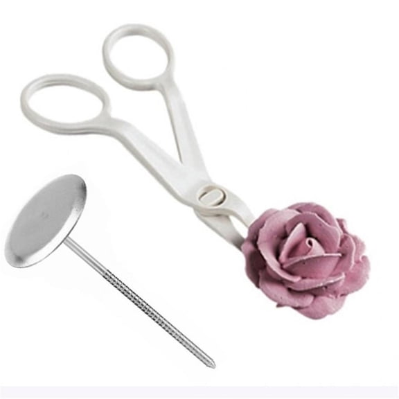 vlrwzc 2Pcs Piping Flower Scissors Nail Safety Rose Decor Lifter Fondant Cake Decorating Tray Cream Transfer Baking Pastry Tools