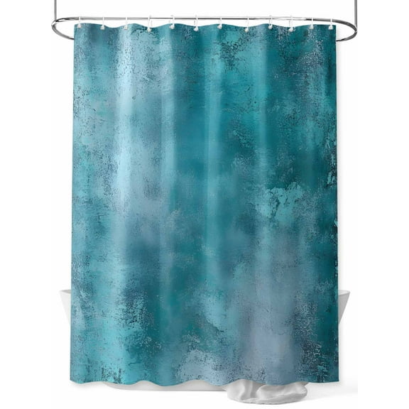 Shower Curtain Teal Blue Shower Curtains for Bathroom, Waterproof Polyester Shower Curtain Set with Hooks, Standard Size 72" x 72" Modern Abstract Art