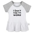 thumbnail image 1 of I Don't Nap I'm Woke Funny Dresses For Baby, Newborn Babies Skirts, Infant Princess Dress, 0-24M Kids Graphic Clothes (Gray Raglan Dresses, 6-12 Months), 1 of 4