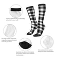 thumbnail image 4 of Picia Women Crew Soft Moisture-wicking Socks White And Black Plaid Pattern Design Cotton Socks, One Size fit All, 4 of 9